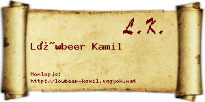 Löwbeer Kamil névjegykártya